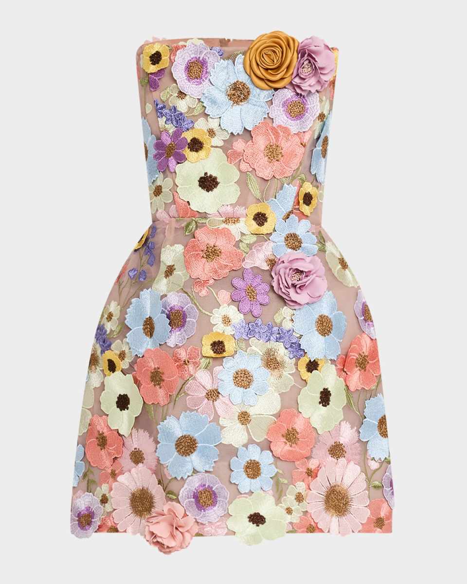Bouquet Maraya Floral Applique Mini Dress